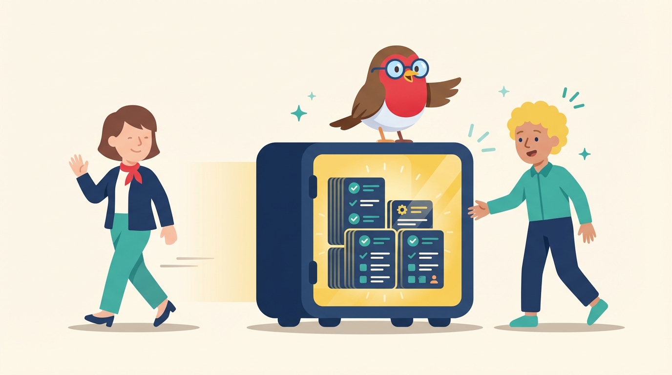 担当者が変わってもルールが学校に残るイラスト